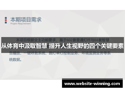 从体育中汲取智慧 提升人生视野的四个关键要素